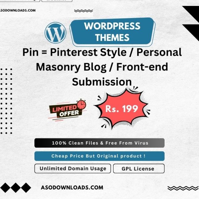 Pin = Pinterest Style Personal Masonry Blog Front-end Submission