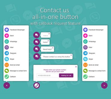 All in One Support Button + Callback Request. WhatsApp, Messenger, Telegram, LiveChat and more…